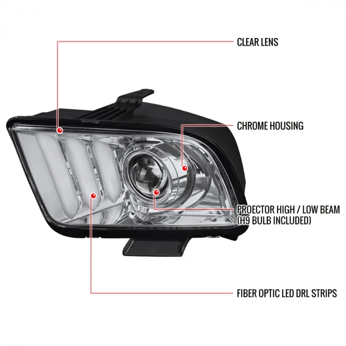 Spec-D - Chrome/Clear Projector Headlights