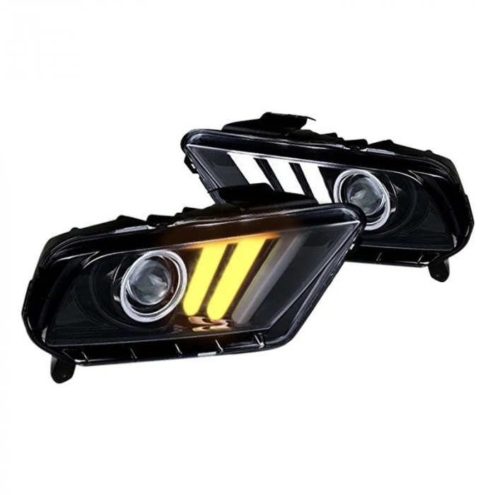 Spec-D - Black/Smoke Sequential LED DRL Bar Projector Headlights