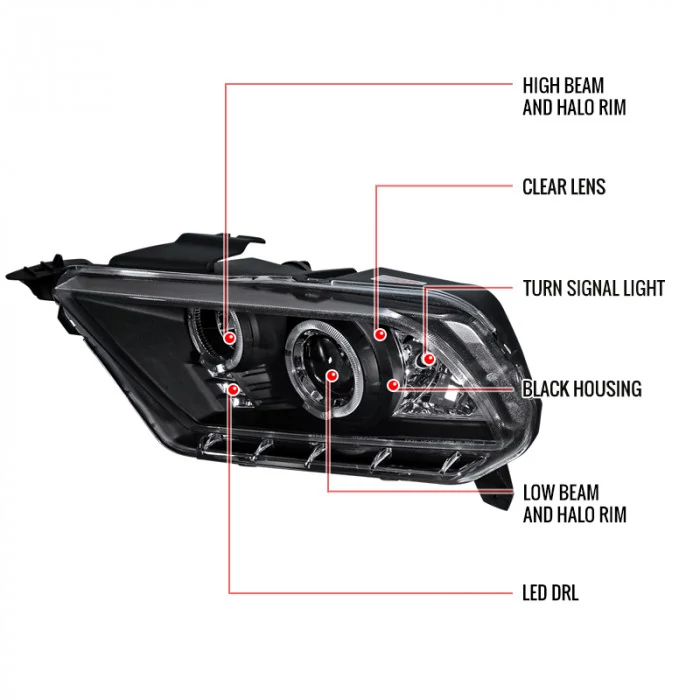 Spec-D - Black Dual Halo Projector Headlights with Parking LEDs