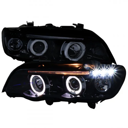 Spec-D - Black/Smoke Halo Projector Headlights with Parking LEDs