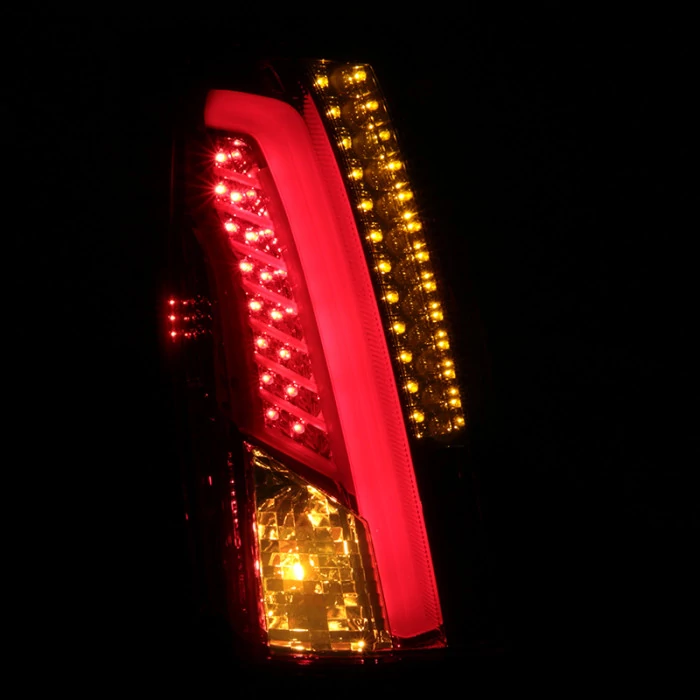 Spec-D - Chrome Red/Smoke Fiber Optic LED Tail Lights