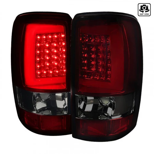 Spec-D - Chrome/Red Smoke Fiber Optic LED Tail Lights