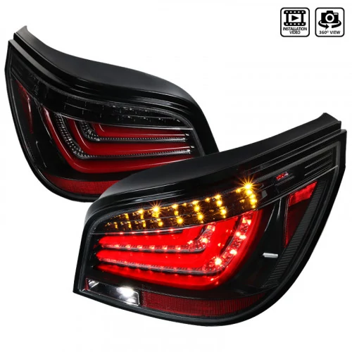 Spec-D - Gloss Black Fiber Optic LED Tail Lights