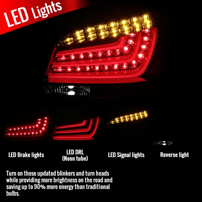 Spec-D - Chrome/Red Fiber Optic LED Tail Lights