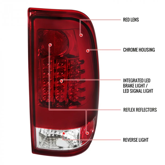 Spec-D - Chrome/Red LED Tail Lights