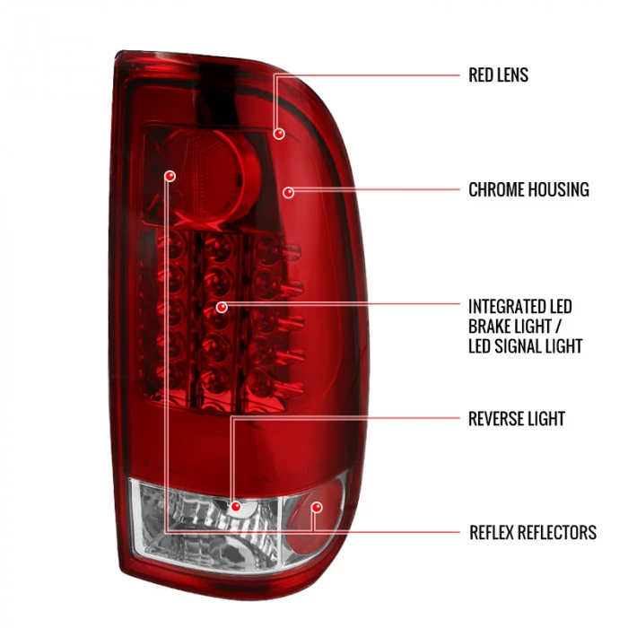 Spec-D - Chrome/Red LED Tail Lights