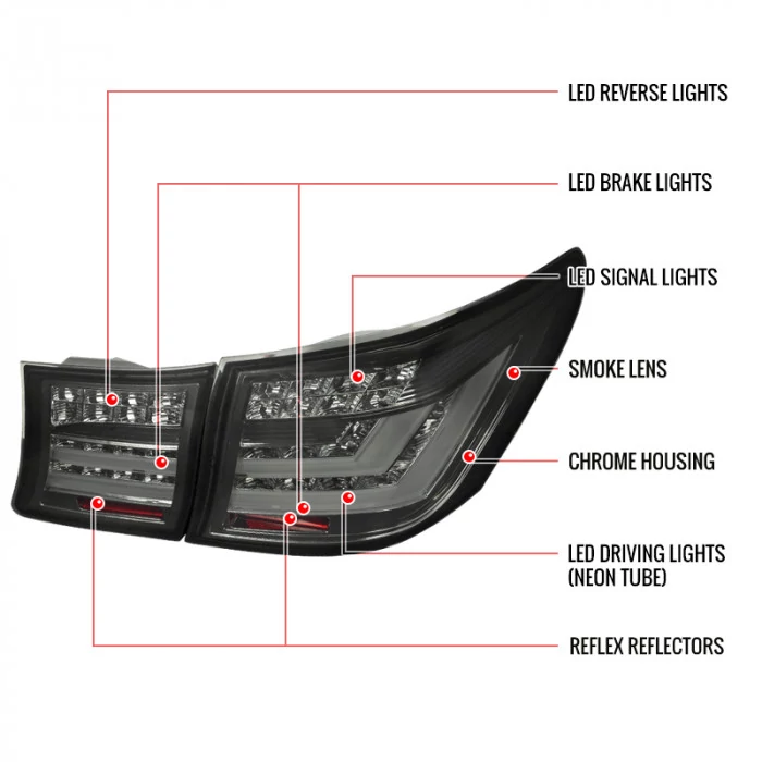 Spec-D - Black/Smoke Fiber Optic LED Tail Lights