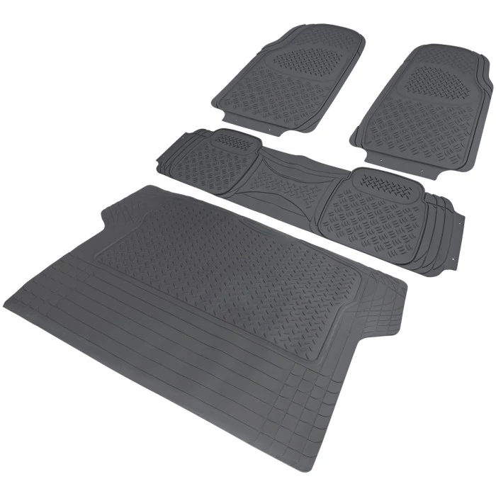 Spec-D - 1st, 2nd Row & Trunk Liner Gray Heavy Duty 3D Print Floor Mat