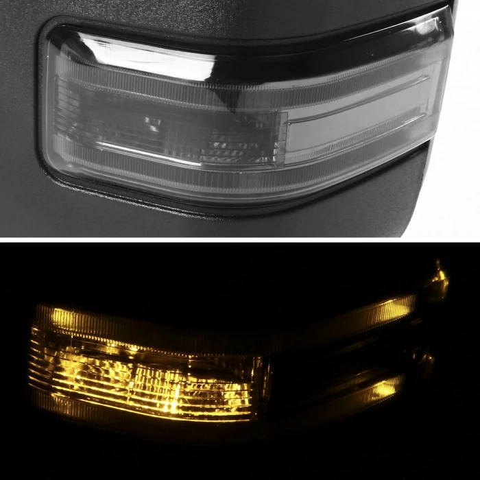 Spec-D - Driver and Passenger Side Black Texture Power Towing Mirrors with Smoke LED Turn Signal (Heated)