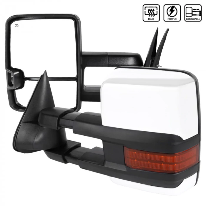 Spec-D - Driver and Passenger Side Chrome Cover Power Towing Mirrors with Amber LED Turn Signal (Heated)