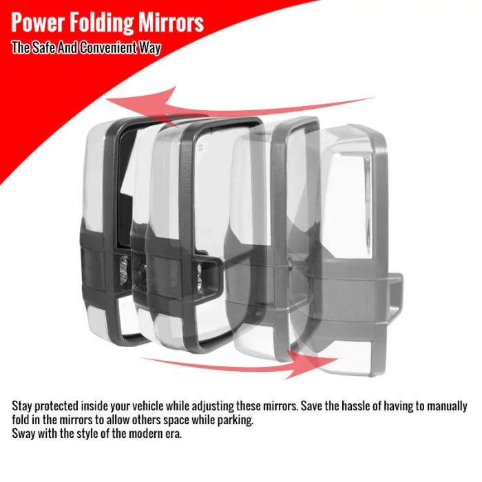 Spec-D - Driver and Passenger Side Chrome Cover Power Towing Mirrors with Smoke LED Turn Signal (Heated)