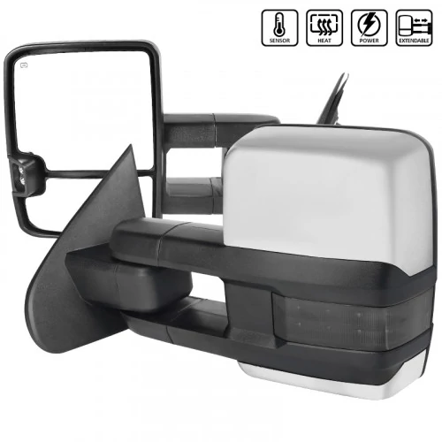 Spec-D - Driver and Passenger Side Chrome Power Towing Mirrors with Smoke LED Turn Signal (Heated)