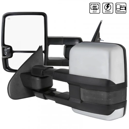 Spec-D - Driver and Passenger Side Chrome Cover Power Towing Mirrors with Smoke LED Turn Signal (Heated)