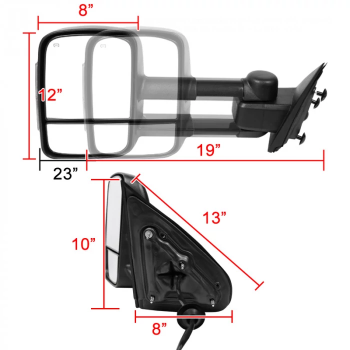 Spec-D - Driver and Passenger Side Black Power Towing Mirrors with Smoke LED Turn Signal (Heated)