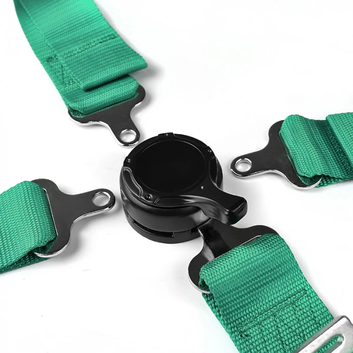 Spec-D - 4-Point Cam Lock Green Racing Seat Harness Set