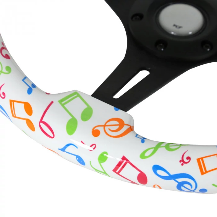Spec-D - 3-Spoke Water TSF Wooden Steering Wheel with Rainbow Musical Notes Style Grip