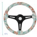 Spec-D - 3-Spoke Water TSF Wooden Steering Wheel with Red & Tiffany Blue Feather Style Grip