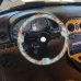 Spec-D - 3-Spoke Water TSF Wooden Steering Wheel with Red & Tiffany Blue Feather Style Grip