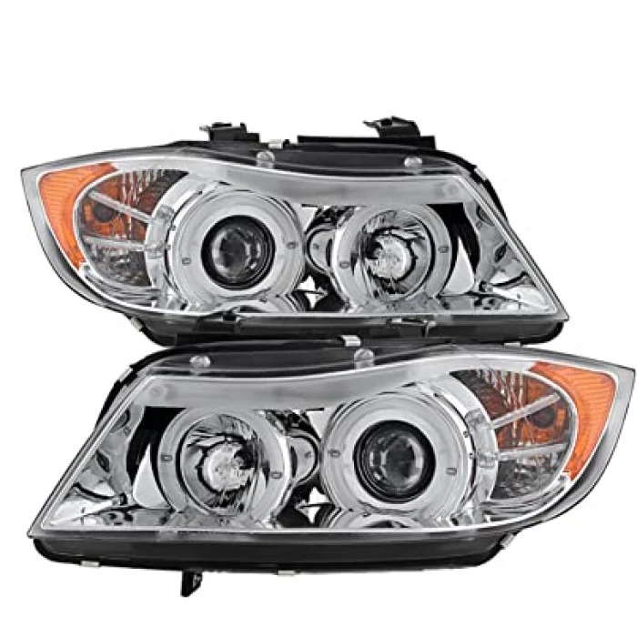 Spyder® - Chrome Halo Amber Projector Headlights