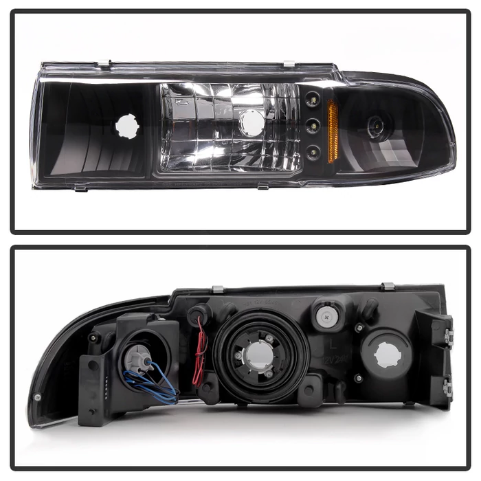 Spyder® - Black Euro Headlights with LEDs