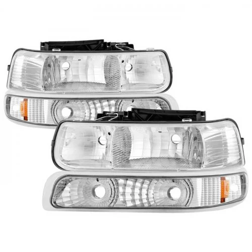 Spyder® - Chrome Euro Headlights with Amber Bumper Lights