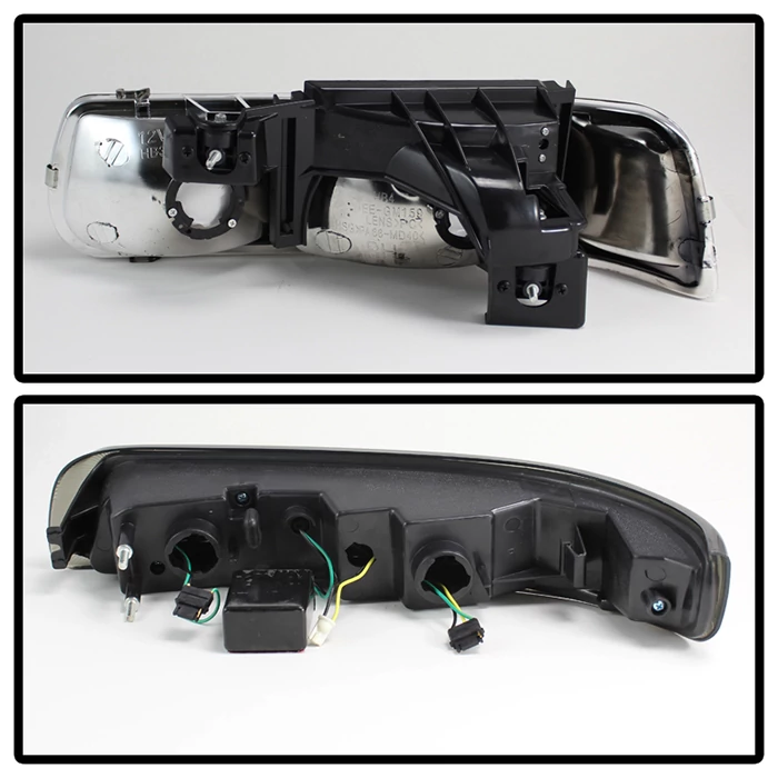 Spyder® - Black Euro Headlights with LED Amber Bumper Lights