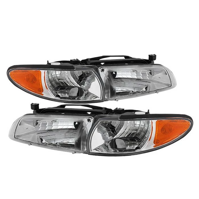 Spyder® - Chrome Euro Headlights with Amber Corner Lights
