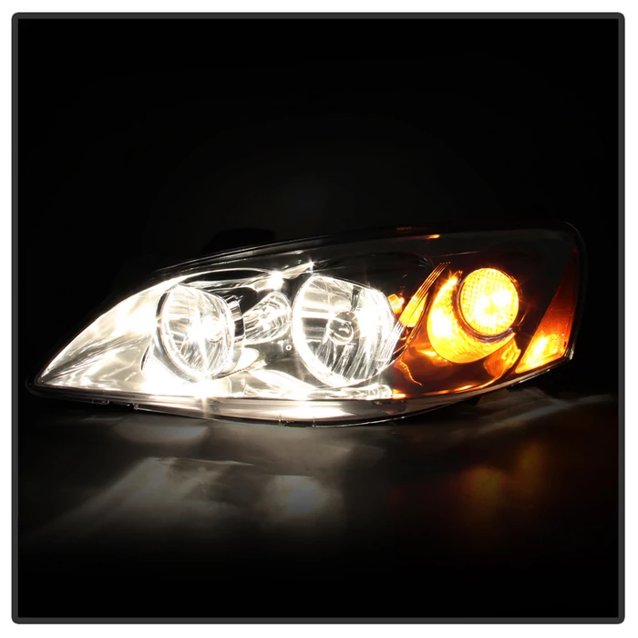 Spyder® - Chrome Euro Headlights with Amber Turn Signal