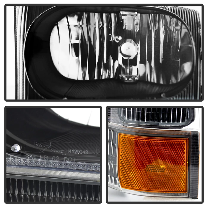 Spyder® - Black Euro Headlights with Bumper Lights