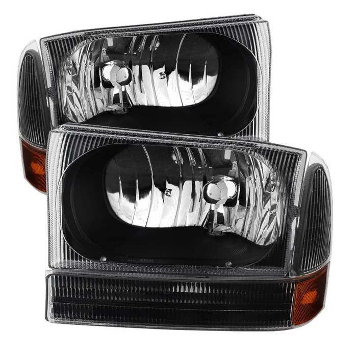 Spyder® - Black Euro Headlights with Bumper Lights