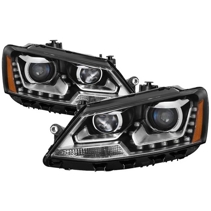 Spyder® - Black LED DRL Light Bar Projector Headlights