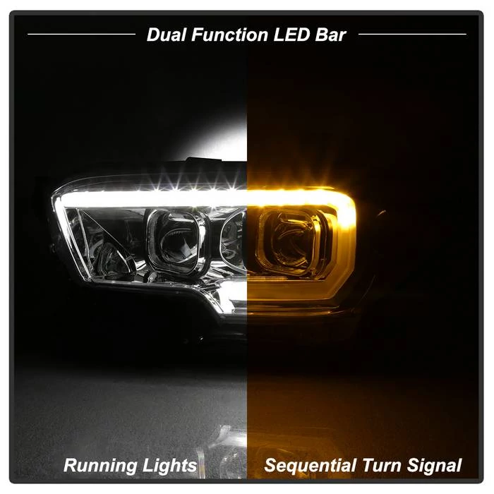 Spyder® - Black Smoke LED DRL Light Bar Projector Headlights with Sequential Turn Signal