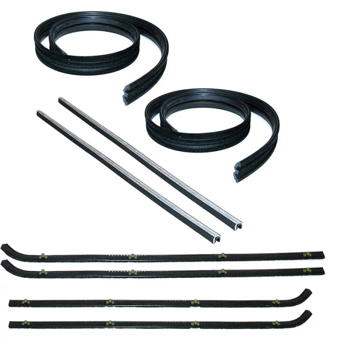 Auto Metal Direct® Fairchild Automotive - Door Weatherstrip Seal Kit Glass Runs Beltlines with Black Bead Divison Bars