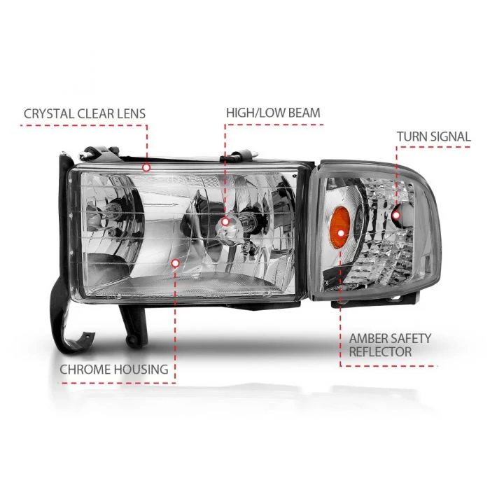 ANZO - Chrome Euro Headlights with Corner Lights