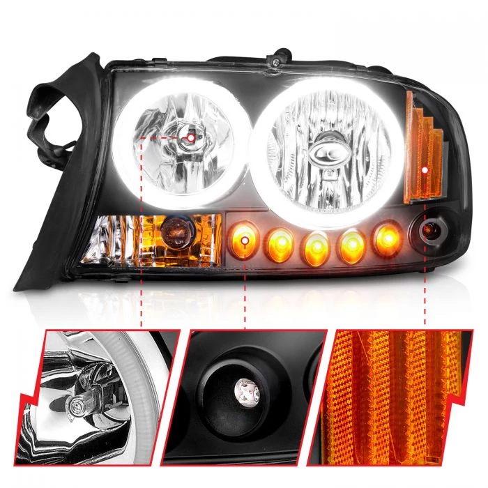 ANZO - Black CCFL Halo Euro Headlights with Parking LEDs