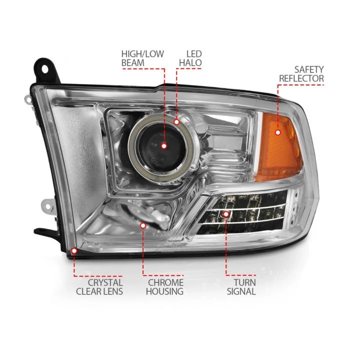 ANZO - Chrome CCFL Halo Projector Headlights with LED Turn Signal/Parking Lights