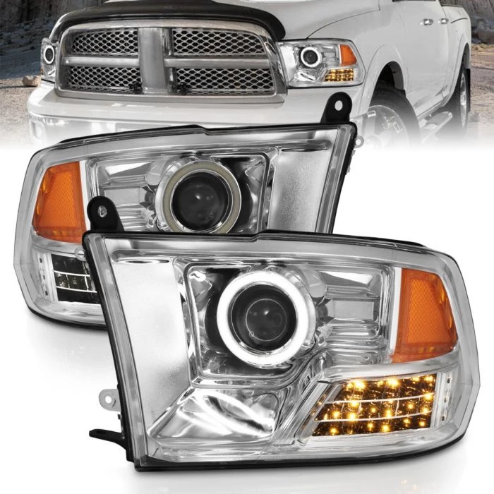ANZO - Chrome CCFL Halo Projector Headlights with LED Turn Signal/Parking Lights
