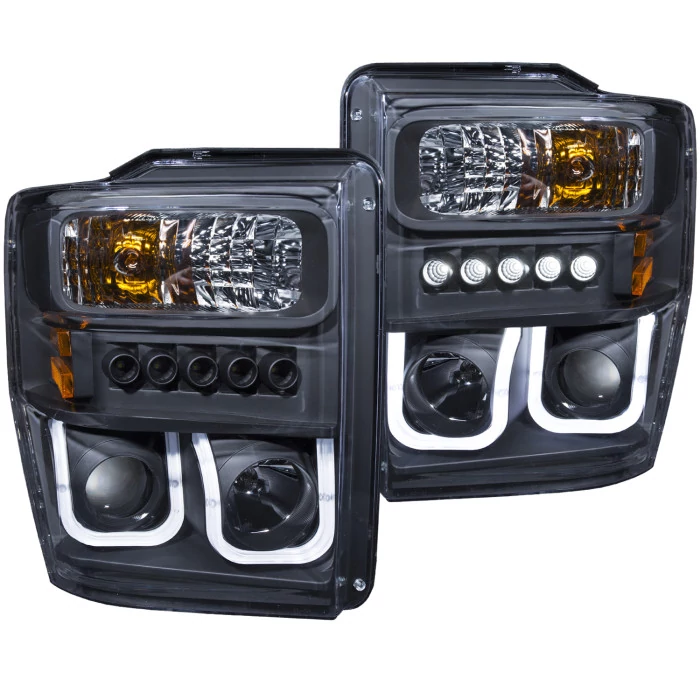 ANZO - Black U-Bar Projector Headlights with LED DRL