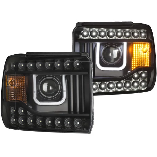 ANZO - Black U-Bar Projector Headlights with LED DRL