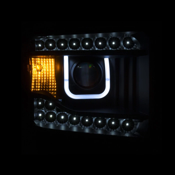 ANZO - Black U-Bar Projector Headlights with LED DRL
