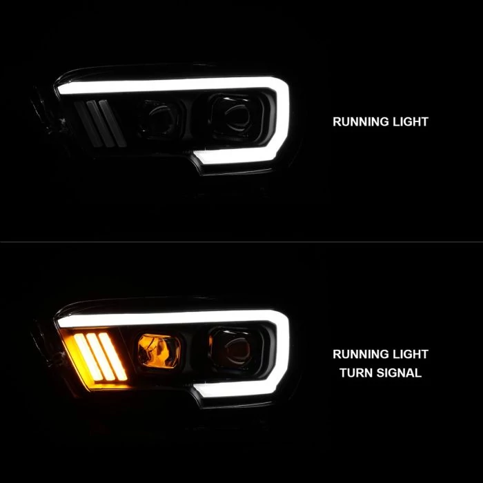 ANZO - Black LED U-Bar Projector Headlights with Tri-Bar Amber Turn Signal