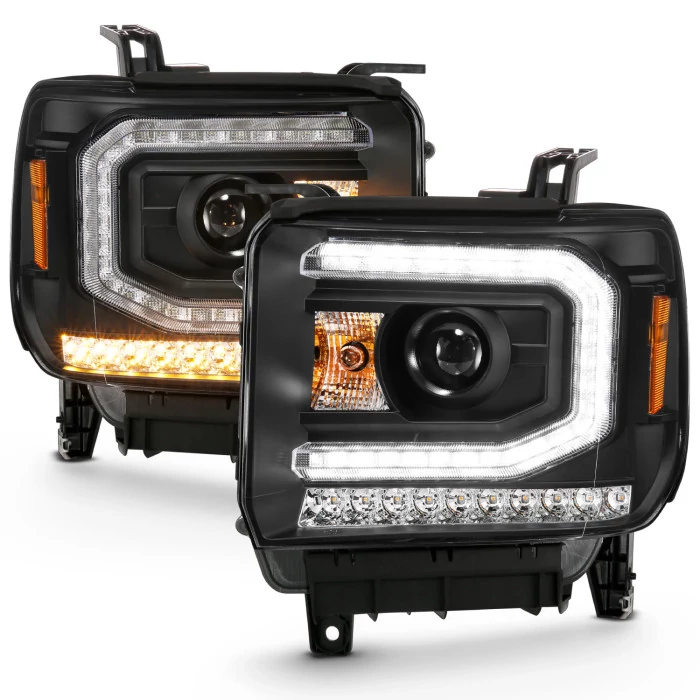 ANZO - Black DRL Bar Projector Headlights with LED Turn Signal