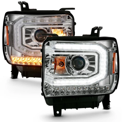 ANZO - Chrome DRL Bar Projector Headlights with LED Turn Signal