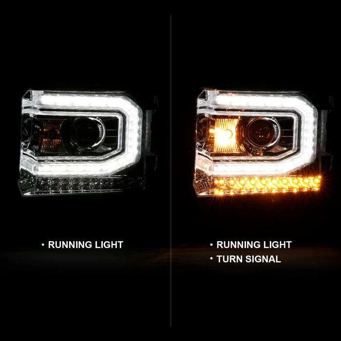 ANZO - Chrome DRL Bar Projector Headlights with LED Turn Signal