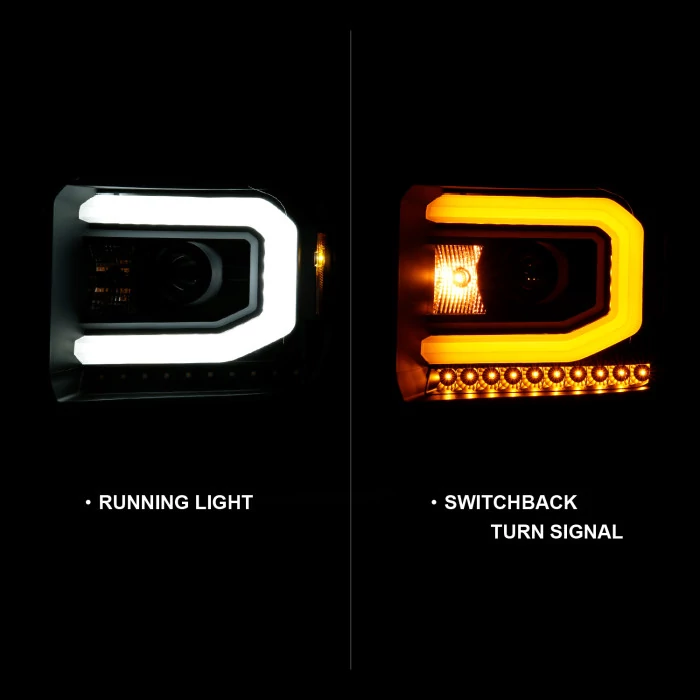 ANZO - Black Switchback U-Bar Projector Headlights with LED Turn Signal