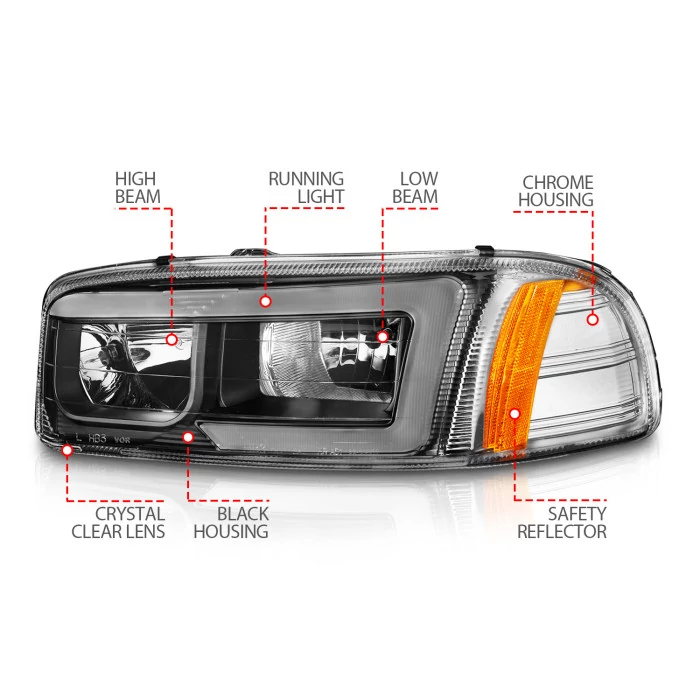 ANZO - Light Bar Style Crystal Headlight