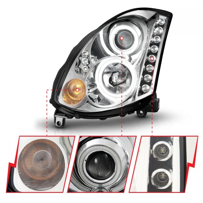 ANZO - Chrome CCFL Halo Projector Headlights with Parking LEDs