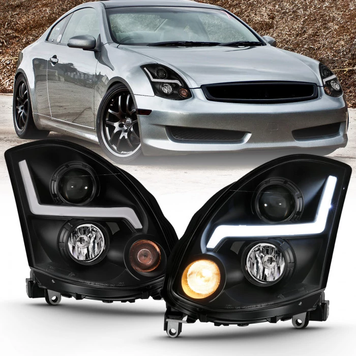 ANZO - Chrome LED DRL Bar Projector Headlights