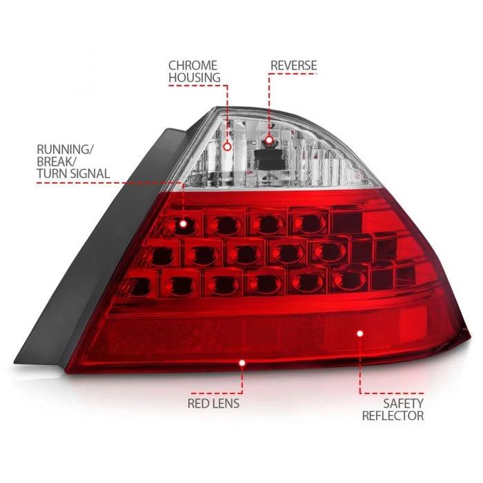 ANZO - Red/Chrome Euro Tail Lights