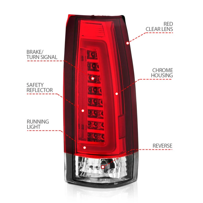 ANZO - Chrome/Red LED Tail Lights